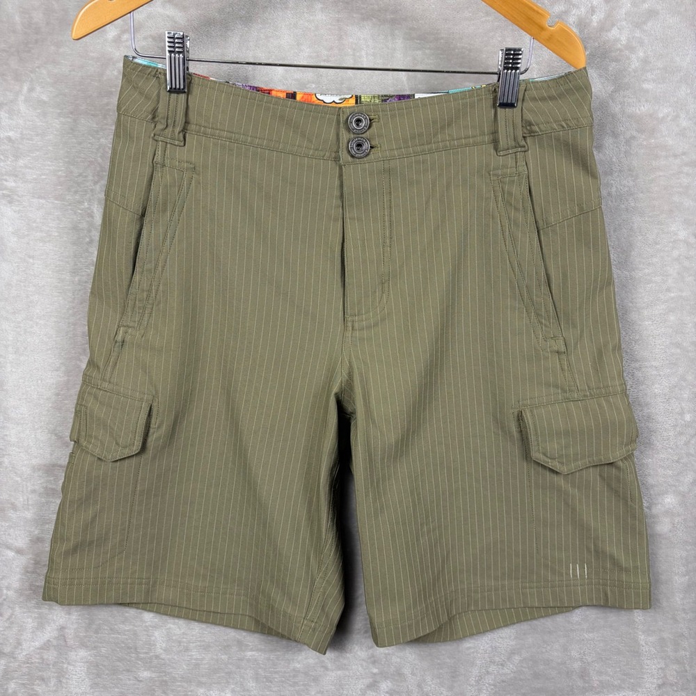 Lululemon Mens Shorts Size 32 Green Pinstripe Cargo Utility Hiking Casual